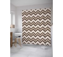 Штора (занавеска) для ванной JoyArty "Монотонные зигзаги" из сатена, 180х200 см с крючками, sc_33537