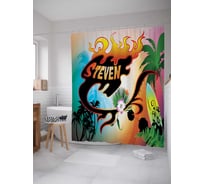 Штора (занавеска) для ванной JoyArty "Серфинг графити Стивен" из сатена, 180х200 см с крючками, sc_3967