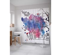 Штора (занавеска) для ванной JoyArty "Хеллоуин Кошелек или жизнь" из сатена, 180х200 см с крючками, sc_6015