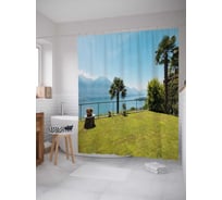 Штора (занавеска) для ванной JoyArty "Вид на море" из сатена, 180х200 см с крючками, sc_34947