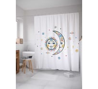 Штора (занавеска) для ванной JoyArty "Геометрическая астрология" из сатена, 180х200 см с крючками, sc_35682