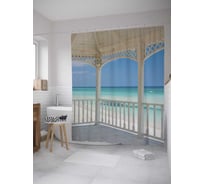 Штора (занавеска) для ванной JoyArty "В тени навеса" из сатена, 180х200 см с крючками, sc_34939