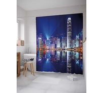 Штора (занавеска) для ванной JoyArty "Остров Гонконга" из сатена, 180х200 см с крючками, sc_38535