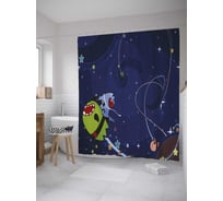 Штора (занавеска) для ванной JoyArty "Игра в космосе" из сатена, 180х200 см с крючками, sc_33515