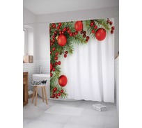 Штора (занавеска) для ванной JoyArty "Рождественский уголок" из сатена, 180х200 см с крючками, sc_37047