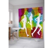Штора (занавеска) для ванной JoyArty "Фитнес бег" из сатена, 180х200 см с крючками, sc_36914