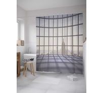 Штора (занавеска) для ванной JoyArty "Веранда в городе" из сатена, 180х200 см с крючками, sc_34835