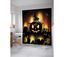 Штора (занавеска) для ванной JoyArty "Джек-фонарь на кладбище" из сатена, 180х200 см с крючками, sc_5701