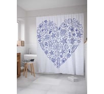 Штора (занавеска) для ванной JoyArty "Сердце моря" из сатена, 180х200 см с крючками, sc_3488
