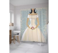 Штора (занавеска) для ванной JoyArty "Невеста готова" из сатена, 180х200 см с крючками, sc_34496