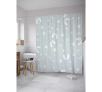 Штора (занавеска) для ванной JoyArty "Зимние крылья" из сатена, 180х200 см с крючками, sc_33747