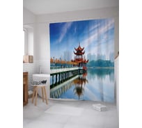 Штора (занавеска) для ванной JoyArty "Тайваньский Гаосюн" из сатена, 180х200 см с крючками, sc_37832