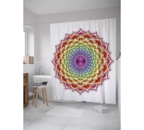 Штора (занавеска) для ванной JoyArty "Калейдоскоп мандалы" из сатена, 180х200 см с крючками, sc_35478