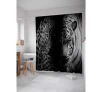 Штора (занавеска) для ванной JoyArty "Хищники" из сатена, 180х200 см с крючками, sc_38175