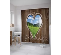 Штора (занавеска) для ванной JoyArty "Окошко из клозета" из сатена, 180х200 см с крючками, sc_35209