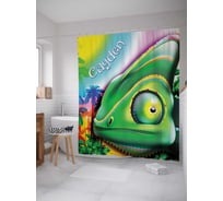 Штора (занавеска) для ванной JoyArty "Хамелеон Кайден" из сатена, 180х200 см с крючками, sc_3972