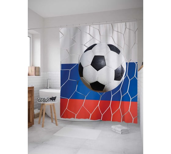 Штора (занавеска) для ванной JoyArty "Русский спорт" из сатена, 180х200 см sc_378810 1