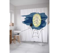 Штора (занавеска) для ванной JoyArty "Паутина в полнолуние" из сатена, 180х200 см с крючками, sc_6036