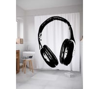 Штора (занавеска) для ванной JoyArty "Мягкие наушники" из сатена, 180х200 см с крючками, sc_3788