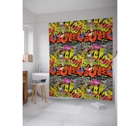 Штора (занавеска) для ванной JoyArty "Стрит арт" из сатена, 180х200 см с крючками, sc_56872