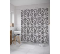 Штора (занавеска) для ванной JoyArty "Точечные цветы" из сатена, 180х200 см с крючками, sc_35267