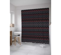 Штора (занавеска) для ванной JoyArty "Бордовые волны" из сатена, 180х200 см с крючками, sc_33470