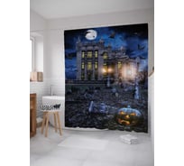 Штора (занавеска) для ванной JoyArty "Хеллоуин на кладбище" из сатена, 180х200 см с крючками, sc_5851