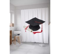 Штора (занавеска) для ванной JoyArty "Оксфордская шапочка" из сатена, 180х200 см с крючками, sc_4498