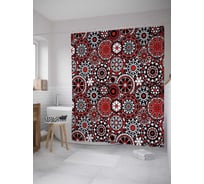 Штора (занавеска) для ванной JoyArty "Круглые орнаменты" из сатена, 180х200 см с крючками, sc_36112