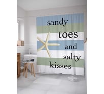 Штора (занавеска) для ванной JoyArty "Песчаные пальцы и соленые поцелуи" из сатена, 180х200 см с крючками, sc_5304