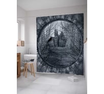 Штора (занавеска) для ванной JoyArty "Заброшенный замок" из сатена, 180х200 см с крючками, sc_4599