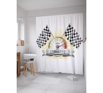 Штора (занавеска) для ванной JoyArty "Гоночный корвет" из сатена, 180х200 см с крючками, sc_3965