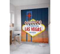 Штора (занавеска) для ванной JoyArty "Добро пожаловать в Лас Вегас" из сатена, 180х200 см с крючками, sc_4736