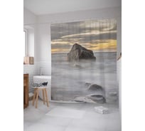 Штора (занавеска) для ванной JoyArty "Туманный валун" из сатена, 180х200 см с крючками, sc_4127