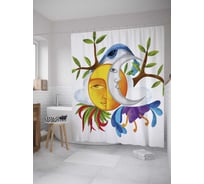 Штора (занавеска) для ванной JoyArty "Ведическое соседство" из сатена, 180х200 см с крючками, sc_35685