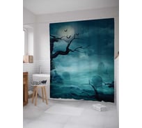 Штора (занавеска) для ванной JoyArty "Туманное полнолуние" из сатена, 180х200 см с крючками, sc_5902