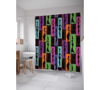 Штора (занавеска) для ванной JoyArty "Фигуры африканок" из сатена, 180х200 см с крючками, sc_36744