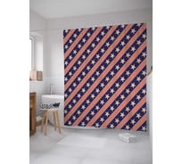 Штора (занавеска) для ванной JoyArty "Американские звезды по диагонали" из сатена, 180х200 см с крючками, sc_37703