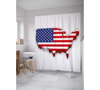 Штора (занавеска) для ванной JoyArty "Векторная карта Америки" из сатена, 180х200 см с крючками, sc_38040