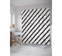 Штора (занавеска) для ванной JoyArty "Бисер на полосах" из сатена, 180х200 см с крючками, sc_33826