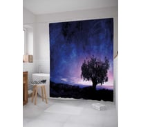 Штора (занавеска) для ванной JoyArty "Дерево в сиянии ночи" из сатена, 180х200 см с крючками, sc_35613