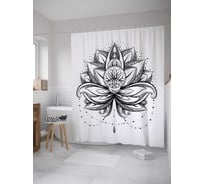 Штора (занавеска) для ванной JoyArty "Священный лотос" из сатена, 180х200 см с крючками, sc_35465