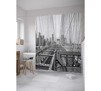 Штора (занавеска) для ванной JoyArty "Графический мост" из сатена, 180х200 см с крючками, sc_32945
