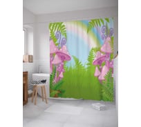 Штора (занавеска) для ванной JoyArty "Тропинка среди поганок" из сатена, 180х200 см с крючками, sc_36849