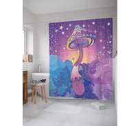 Штора (занавеска) для ванной JoyArty "Поганка среди звезд" из сатена, 180х200 см с крючками, sc_36837