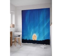 Штора (занавеска) для ванной JoyArty "Восход полной луны" из сатена, 180х200 см с крючками, sc_35366