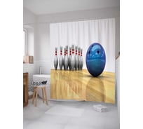 Штора (занавеска) для ванной JoyArty "Атрибуты для боулинга" из сатена, 180х200 см с крючками, sc_38133