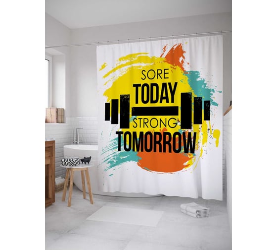 Штора (занавеска) для ванной JoyArty из сатена, 180х200 см с крючками, sc_36997 1