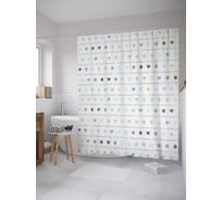 Штора (занавеска) для ванной JoyArty "Серые точки" из сатена, 180х200 см с крючками, sc_33384