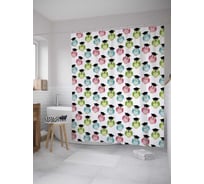 Штора (занавеска) для ванной JoyArty "Совы-выпускники" из сатена, 180х200 см с крючками, sc_36243